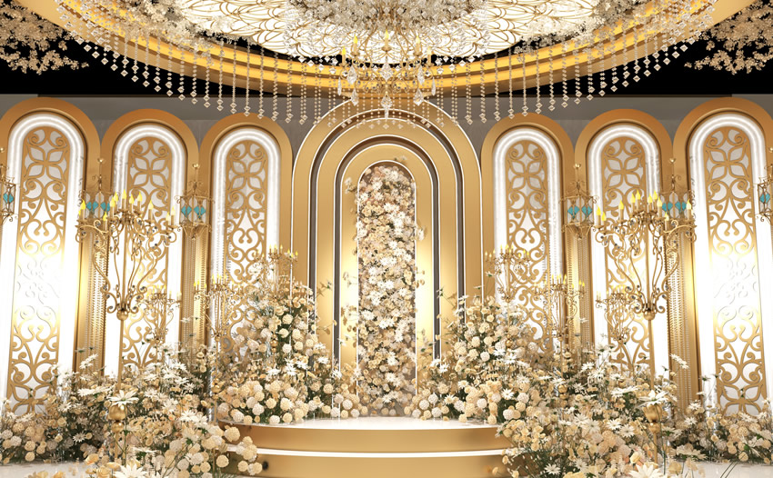 玉环香槟色调婚礼堂效果展示